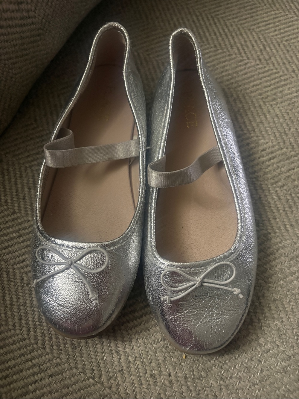 The Children's Place Metallic Silver Mary Jane Ballet Flats